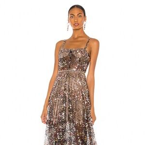 Midnight Noir Gown in Gold & Black by Bronx and Banco